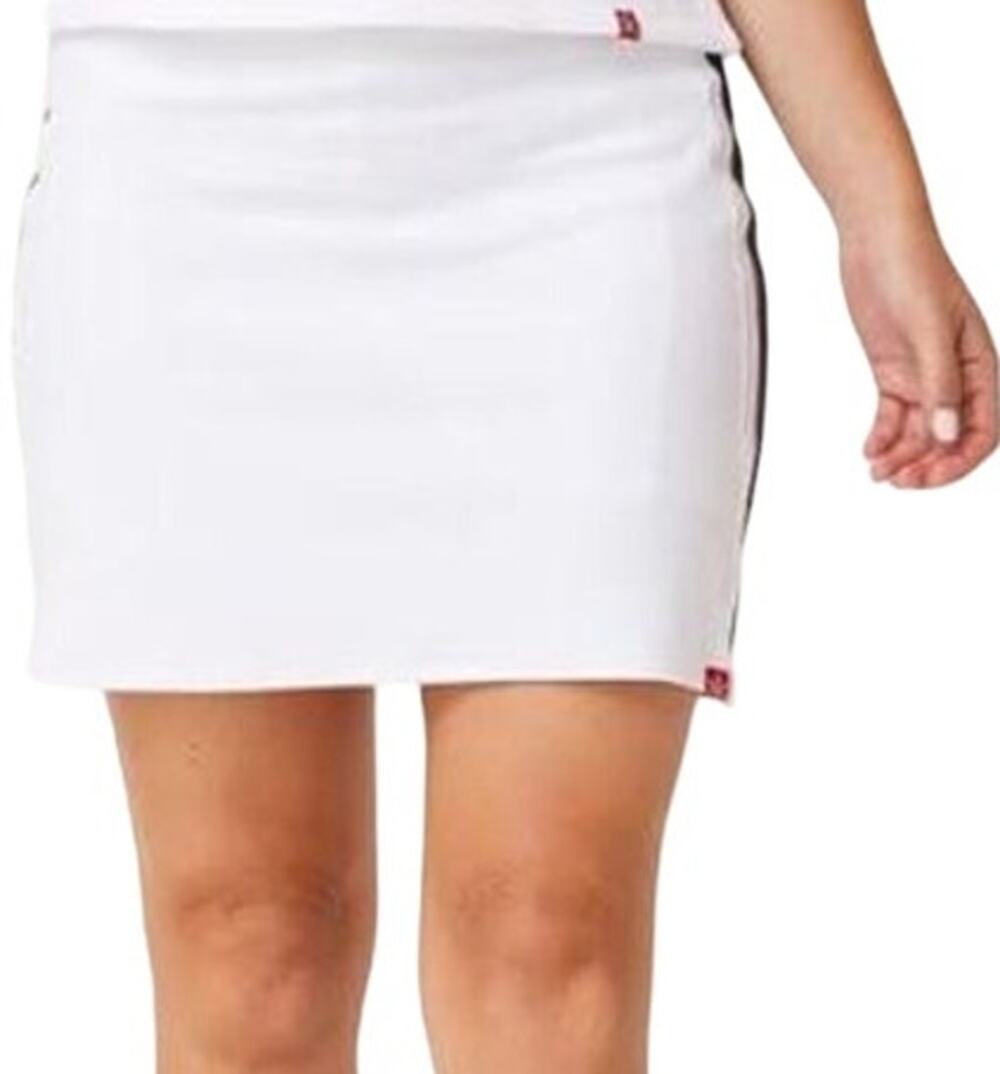 Krimson Klover Avery Mini Skort Elastic Side Striped Tennis Golf White L NWOT